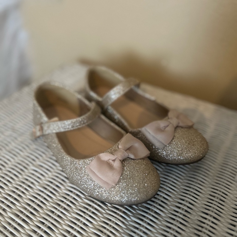 Deer Bunny champagne sparkly flats.